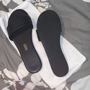 Black Tkees Slides; worn once; like new